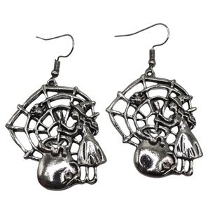 Witch Cauldron Spider Web Halloween Earrings